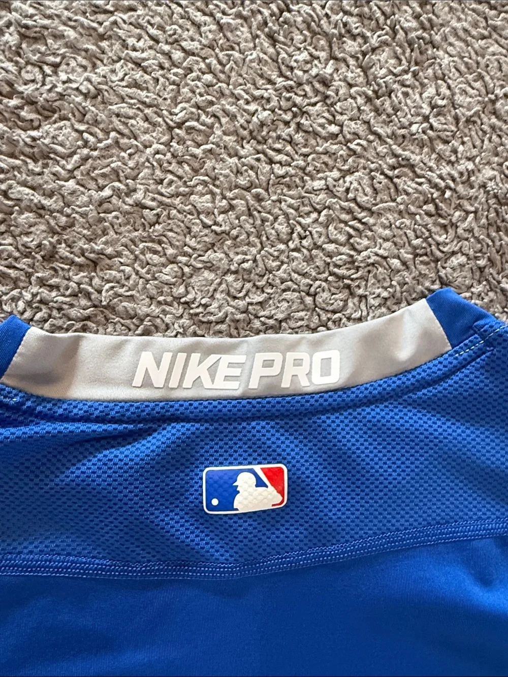 Nike Youth White and Royal Blue Raglan Athletic Shirt